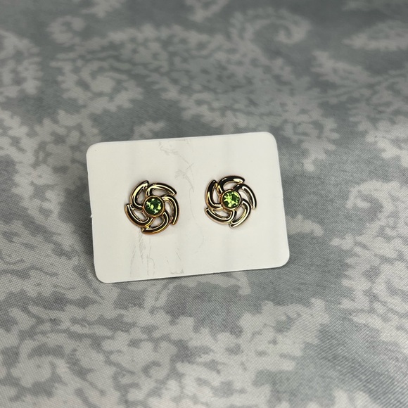Metal-free Green Gem Earrings, Plastic Post Studs, Allergy Free Hypoallergenic - Picture 1 of 4